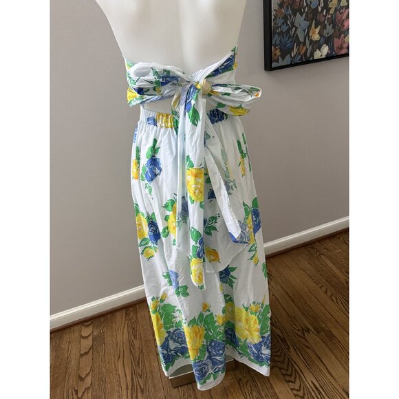 Loretta Caponi DESIDERIA STRAPLESS FLORAL PRINT COTTON DRESS - Picture 6 of 6